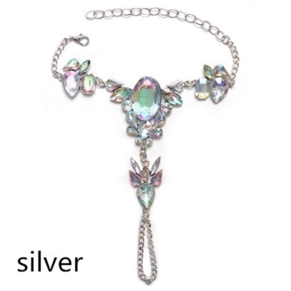 Two! Rhinestone barefoot ankle sandals.